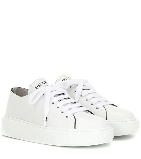 white sneakers prada|prada leather sneakers women's.